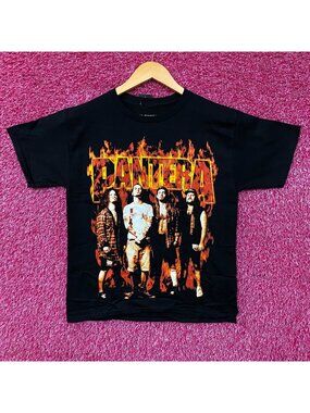 Pantera Flames Band Photo Metal Band T-Shirt XS